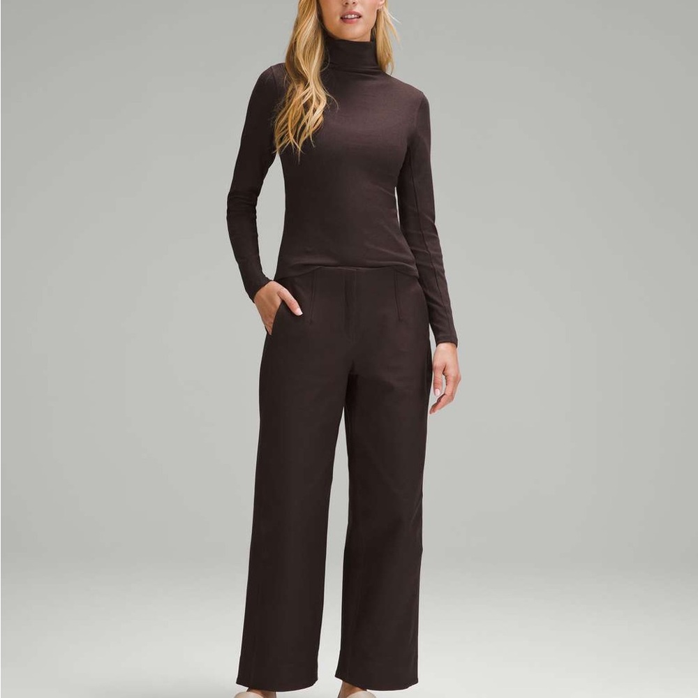 New Lululemon Athletica Ribbed Wool-Blend Turtleneck in Espresso Size 6